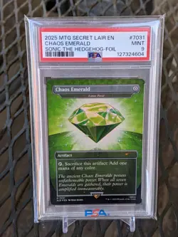 2025 MTG Secret Lair EN Chaos Emerald Sonic Foil #7031 PSA 9 MINT - Image 1