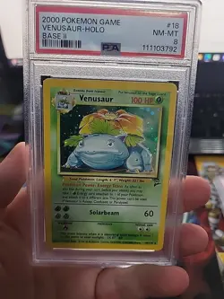 Venusaur Holo Rare Base Set 2 Pokemon Card PSA 8 (18/130) - Image 2
