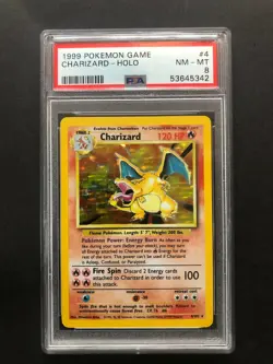 1999 Pokemon Game Charizard Holo PSA 8 Mint Base Set Unlimited 4/102 Rare Card 4 - Image 1