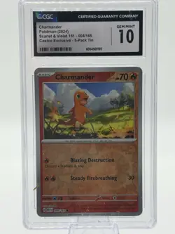 ???? CGC 10 Charmander 004/165 151 Reverse Holo Pokemon Card MEW EN - Image 1