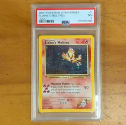 Blaine's Moltres #1 PSA 7 NM 2000 Pokemon Gym Heroes Holo 1/132 near mint graded - Image 1