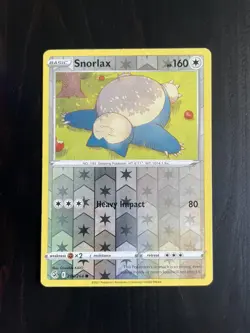 Pokemon card FUSION STRIKE Reverse Holo SNORLAX (206/264) Mint/NM - Image 1
