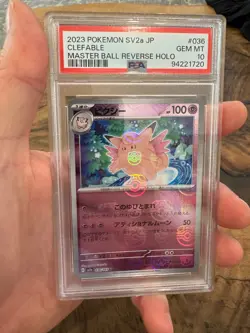 PSA 10 GEM MINT Clefable Master Ball Holo Japanese 151 Pokemon Card #036 - Image 1