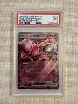 2025 POKEMON SVP EN-SV BLACK STAR PROMO #216 TEAM ROCKET'S MEWTWO EX PSA 9 - Image 1