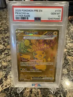 2025 POKEMON PRE EN-PRISMATIC EVOLUTIONS PIKACHU ex Hyper Rare Card #179 PSA 10 - Image 1
