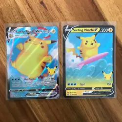 Pokemon Card TCG - Surfing Pikachu V & VMAX Ultra Rare Celebrations Near Mint A - Image 1