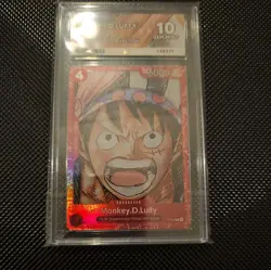 One Piece Card Game - Monkey.D.Luffy - P-022 - PSA 10 - Film Red Premium - Image 1