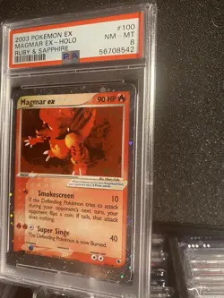Pokemon TCG Magmar ex EX Ruby and Sapphire 100/109 Holo PSA NM MINT 8 - Image 2