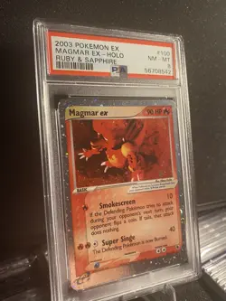 Pokemon TCG Magmar ex EX Ruby and Sapphire 100/109 Holo PSA NM MINT 8 - Image 3