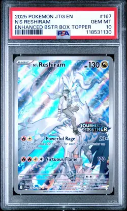 2025 POKEMON JTG EN-JOURNEY TOGETHER #167 N'S RESHIRAM PSA 10 - Image 1