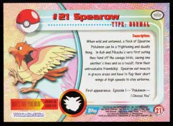 1999 Topps Pokemon TV Animation Series 1 Spearow Blue Logo #21 - Image 2