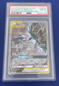 Pokemon Garchomp & Giratina GX SM193 Alt Art SM Promos Team Up PSA 8 - Image 1