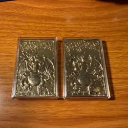 2x CHARIZARD 23k Gold Plated Trading Card 1999 Burger King Pokemon Ball Red Blue - Image 2