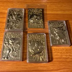 5x 23k Gold Plated 1999 Burger King Pokemon Card Pikachu Mewtwo Jigglypuff - Image 2