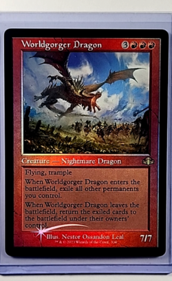 MTG Magic The Gathering Dominaria Remastered Retro Foil #334 Worldgorger Dragon - Image 1