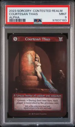 2023 Sorcery Contested Realm ALPHA Unique Courtesan Thais PSA 9 #7183 - Image 1