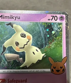 Mimikyu Trick Or Trade Halloween Stamp Pokemon TCG Cosmos Holo 037/091 SWIRL - Image 2