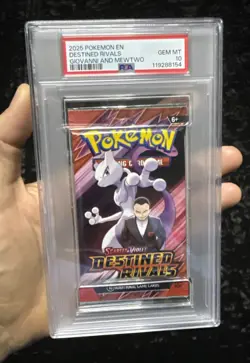 PSA 10 Destined Rivals Giovanni And Mewtwo Graded Pokemon Booster Pack 2025 - Image 1