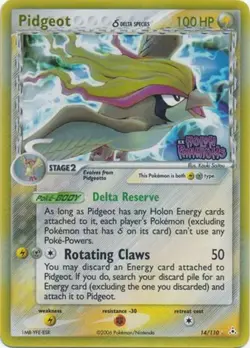 1x Pidgeot - 14/110 - Holo Rare - Reverse Holo Damaged Pokemon EX - Holon Phanto - Image 1