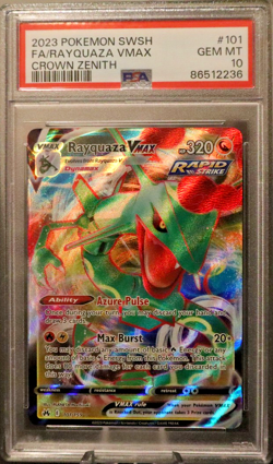 2023 POKEMON SWORD & SHIELD CROWN ZENITH #101 FULL ART/RAYQUAZA VMAX PSA 10 - Image 1
