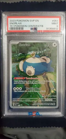Snorlax Scarlet Violet 151 Pokemon Center Exclusive Stamp Promo PSA 9 MINT - Image 1