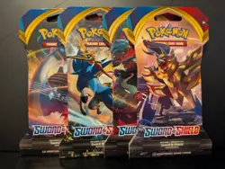 Pokemon Sword and Shield Base Sleeved Boosters Art Set of 4 - Factory Sealed - Image 1