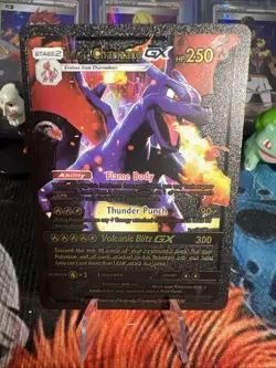 Shining Charizard GX Black Foil Fan Art Vinyl Textured Collector Pokemon Card - Image 1