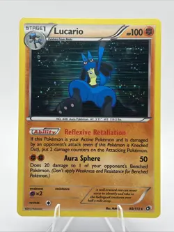 Lucario 80/113 Legendary Treasures Holo Pokemon Card 2013 LP Vintage Rare - Image 1