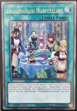 RA03-EN068 Dragonmaid Hospitality : Alt Art : Quarter Century Secret Rare Card - Image 1