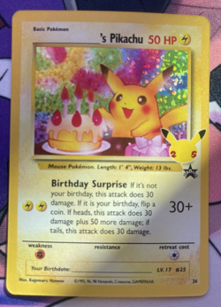 Birthday Pikachu 24 Holo Black Star Celebrations Promo Pokemon Card NM - Mint - Image 1