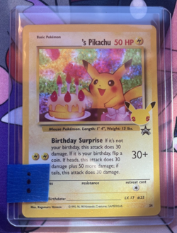Birthday Pikachu 24 Holo Black Star Celebrations Promo Pokemon Card NM - Mint - Image 3