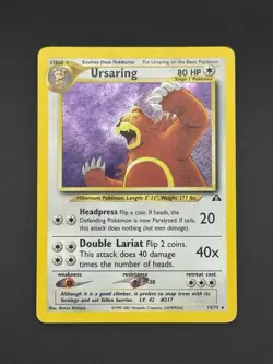 Pokemon Ursaring 15/75 WotC Neo Discovery Unlmited Holo Rare Vintage - Image 1