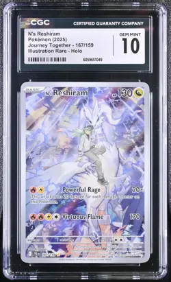 Pokemon N's Reshiram 167/159 (2025) Journey Together Illustration Rare CGC 10 - Image 1