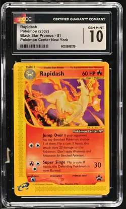 Pokemon TCG Rapidash 51 (2002) Black Star Promos Pokemon Center New York CGC 10 - Image 1