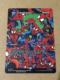 mtg borderless Rite of Replication full art card, Marvel Spiderman set, unplayed - Image 1