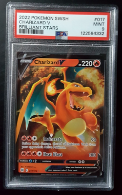 2022 POKEMON SWSH BRILLIANT STARS #017 ULTRA RARE CHARIZARD V - PSA 9 MINT - Image 1