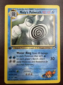 Pokemon Gym Heroes 1st Edition Misty's Poliwrath RARE 31/132 LP/LP+ - Image 1