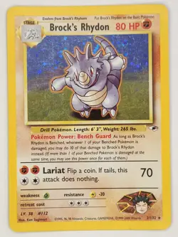 Pokemon Brock’s Rhydon 2/132 Holo Rare Gym Heroes WOTC Card - Image 1