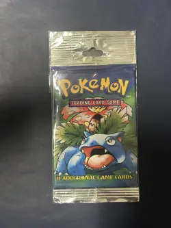 BASE SET (Venusaur Art) SEALED HANGER/LONG CRIMP Booster Pack WOTC Pokemon Cards - Image 1