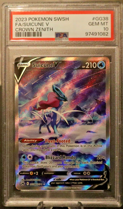 2023 Pokemon TCG SWSH Crown Zenith Suicune V #GG38 Full Art Card PSA 10 GEM MINT - Image 1