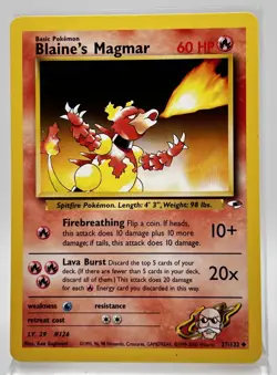 Blaine's Magmar 37/132 Pokemon Card Gym Heroes 2000 LP - Image 1