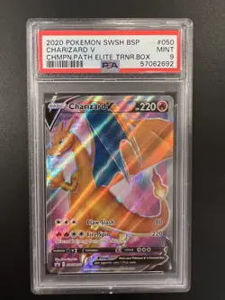 2020 Pokemon SWSH BSP Charizard V #50 Champions Path ETB Promo PSA 9 MINT - Image 1
