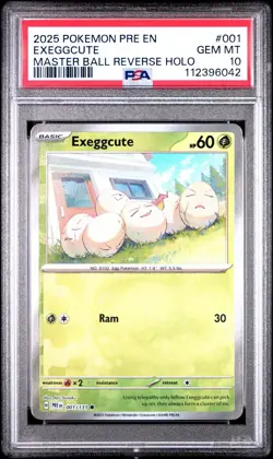 Exeggcute 001/131 Master ball Prismatic Evolutions Pokemon Card- PSA 10- LOW POP - Image 1