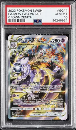 2023 POKEMON SWORD & SHIELD CROWN ZENITH #GG44 FULL ART/MEWTWO VSTAR PSA 10 - Image 1