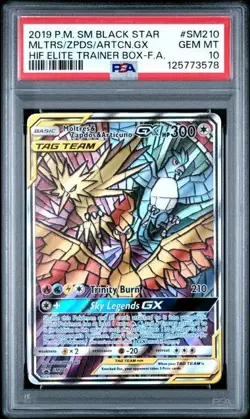 Pokemon Hidden Fates Moltres Zapdos Articuno GX ETB Promo Card #SM210 PSA 10 - Image 1