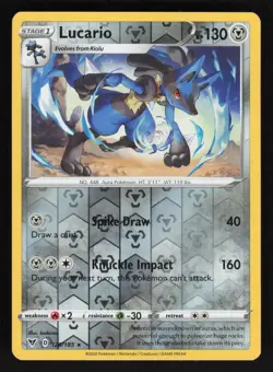 Lucario #120/185 SWSH04: Vivid Voltage Pokemon Reverse Holo Card TCCCX - Image 1