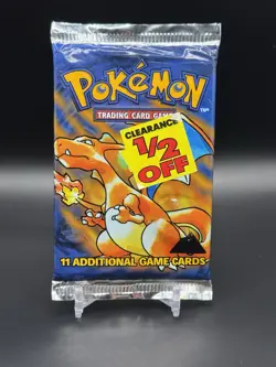 BASE SET (Charizard Art) SEALED Booster Pack BLACK TRIANGLE ERROR Pokemon Cards - Image 1