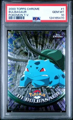 2000 TOPPS CHROME POKEMON T.V. #1 BULBASAUR PSA 10 - Image 1