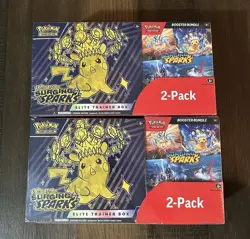 Pokemon TCG Surging Sparks ETB + Booster Bundle Costco 2-pack Sealed New Lot x2 - Image 1