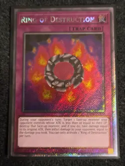 Yugioh! 1x Ring of Destruction RA04-EN119 Platinum Secret Rare 1st Ed NM - Image 1